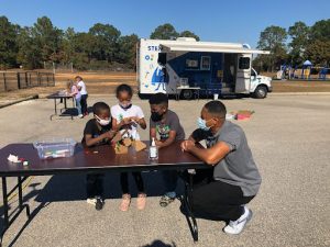 Students gathered outside the maker space